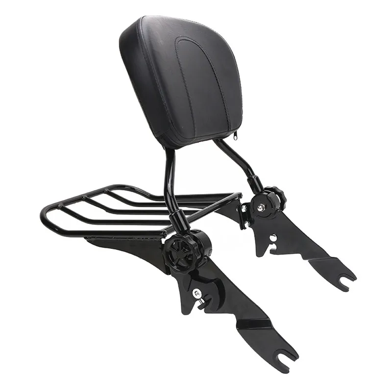 WISENGEAR For Harley Touring Adjustable Backrest Sissy Bar Detachable Luggage Rack Electra Glide Road King Street Glide FLHX FLTR FLHR FLHT 2009 - 2017 (8)