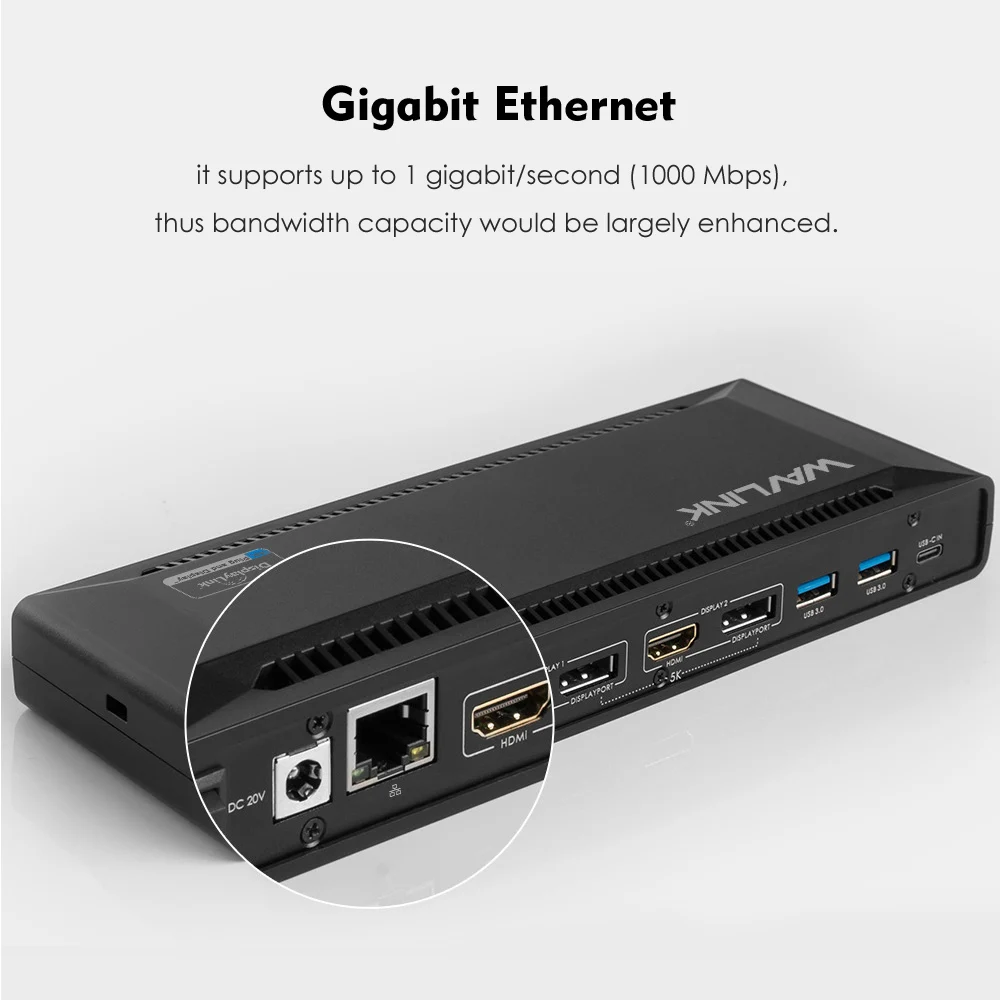 Wavlink 4K USB-C, Универсальная док-станция, двойной гигабитный Ethernet, USB 3,0, 5 K, HDMI DP, дисплей, питания с Windows Mac OS