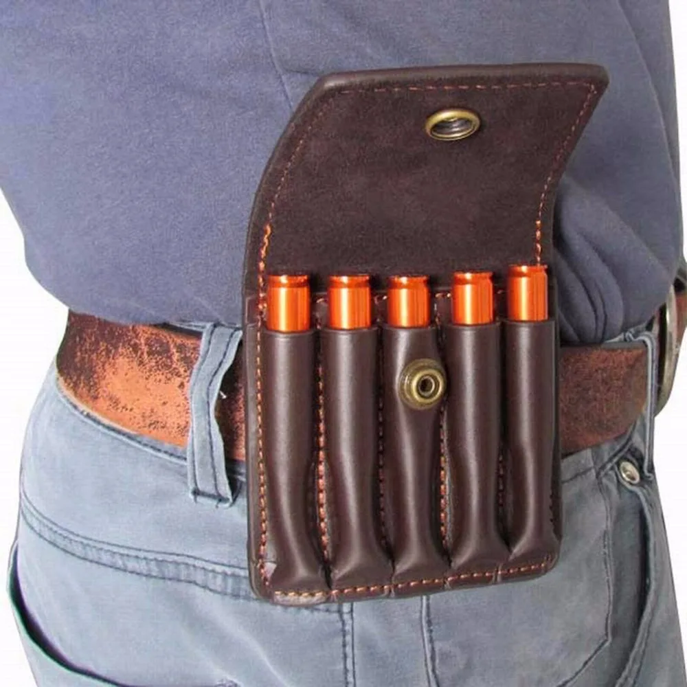 

Tourbon Hunting Gun Accessories Classic Tactical Leather Rifle Ammo Holder Pouch Brown Color Holds 5 Shells 30-06 Free Shipping