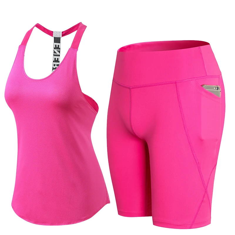 

FNMM 2019 Hot Women Athletic Gym Yoga Sets Running Fitness Clothing Stripe Sleeveless Sport Vest Pants Sets Sportswear For Woman