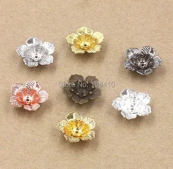 

15*5mm Vintage Filigree 3D Flower Charms Connectors Links Blank Bu Yao Hair Clasps DIY Jewelry Findings Multi-color Plated Brass