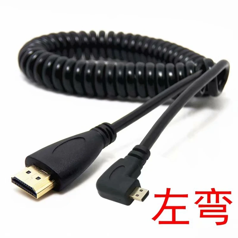 HDMI под прямым углом Mini HDMI пружинный изогнутый гибкий кабель V1.4 DSLR 0,5 M/1,5 M