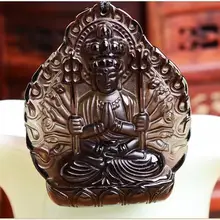 Новая световая точка натурального кристаллический обсидиан подвеска Авалокитешвара крыса патрон натальной Будды мужчин и женщин