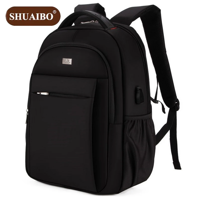 

Shuaibo Men's School Backpack 15 Inch Notebook computer Bags Oxford USB Interface Fashion Business Travel Bag Z654