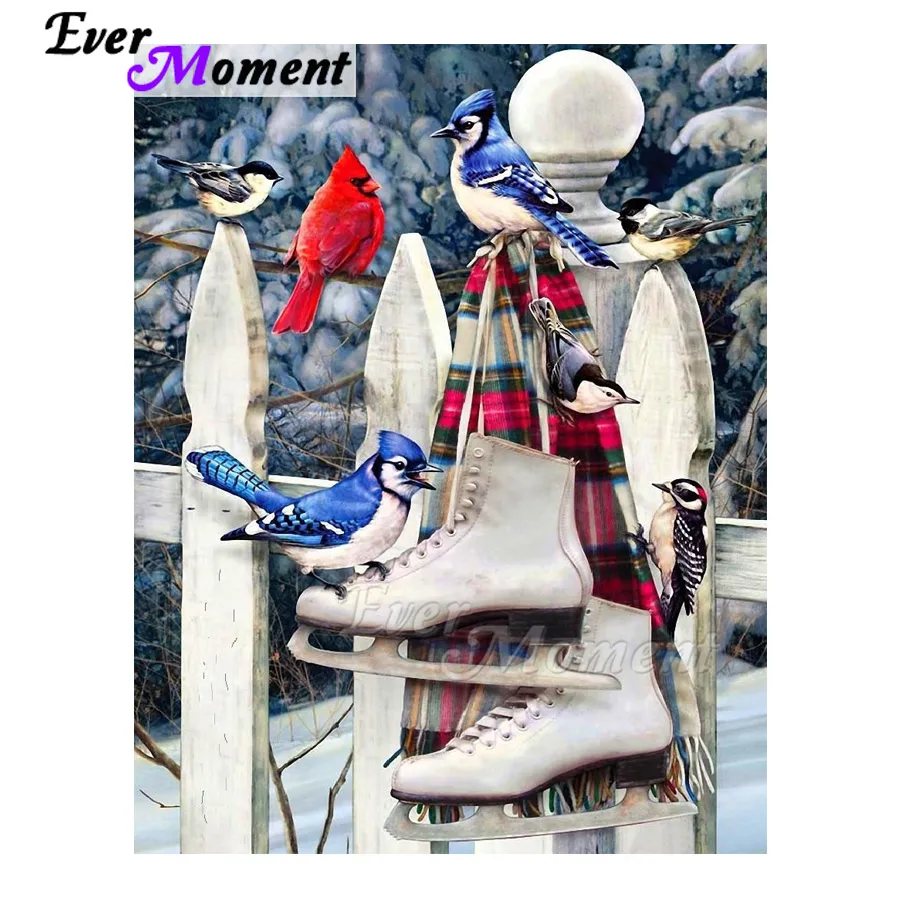 

Ever Moment Diamond Painting Wall Picture Of Rhinestone Fence Bird Ice Skates Full Square Drill Diamond Embroidery S2F2271