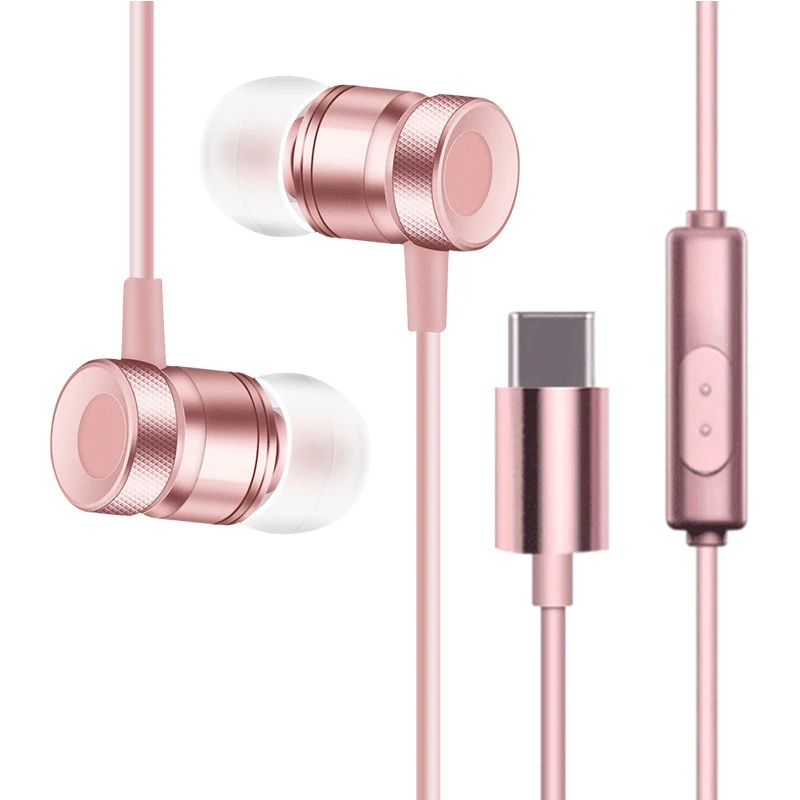 Rose Gold EGRINCY usb type-C In-Ear проводные наушники с контролем громкости гарнитура для Letv LeEco 2 Xiaomi Mi 6/8 huawei P20 mate 10 USB C Тип C наушники - Цвет: Rose Gold