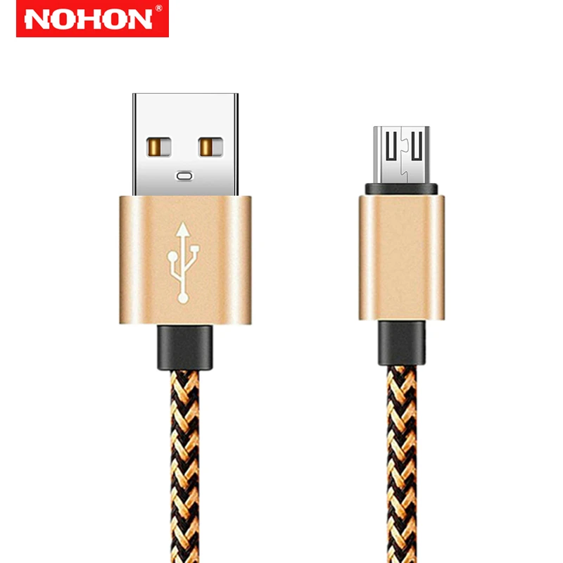NOHON 2 м 3 м микро usb кабель для зарядки huawei mate 7 8 Honor 6 7 8X samsung S6 S7 LG G3 G4 Android быстрое зарядное устройство USB кабель для передачи данных - Цвет: Gold