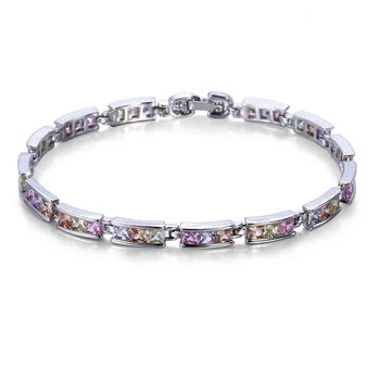 

FYM Brand New Luxury Gold Color Plant Bracelet with Colorful AAA Zircon Crystal Bracelet Femme Bracelets for Women Wedding Party