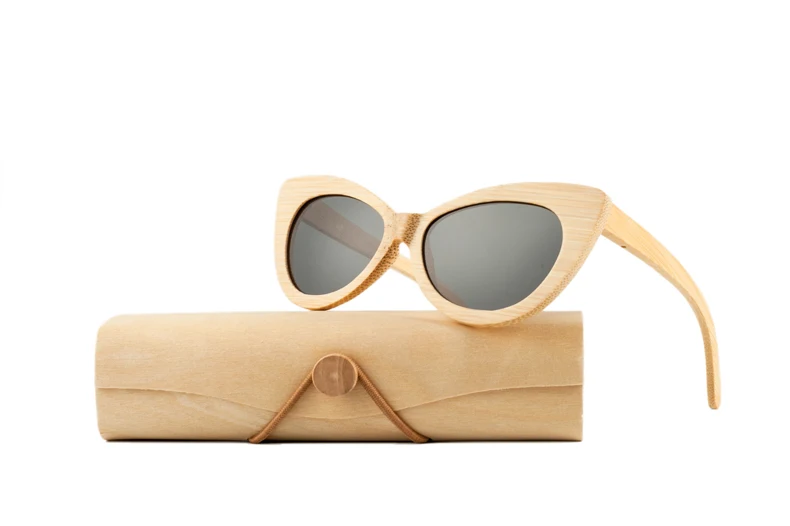 Новые Кошачий глаз женские солнцезащитные очки Тонированные цветные линзы Мужские Винтажные Солнцезащитные очки без оправы бамбуковые солнцезащитные очки фирменный дизайн