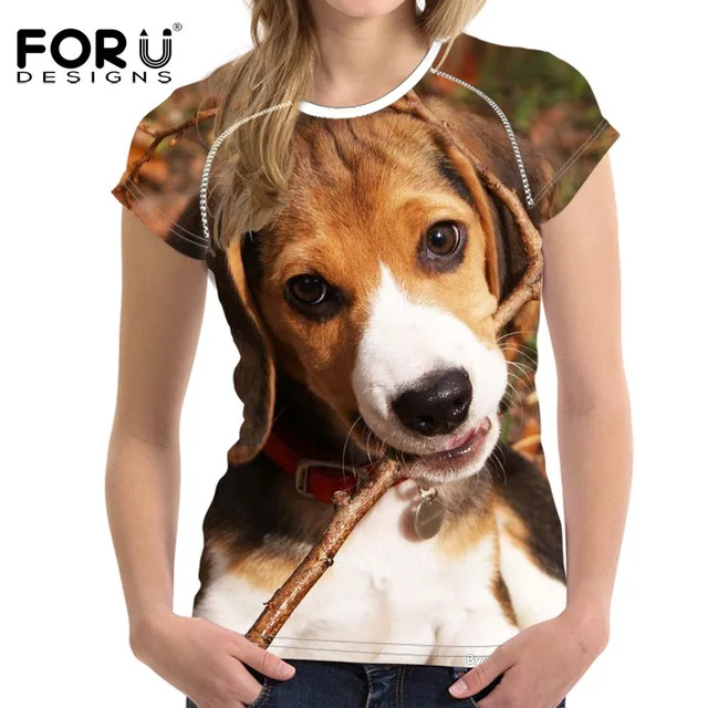 Forudesigns Lucu Beagle Anjing Dicetak Wanita T Shirt Harrier