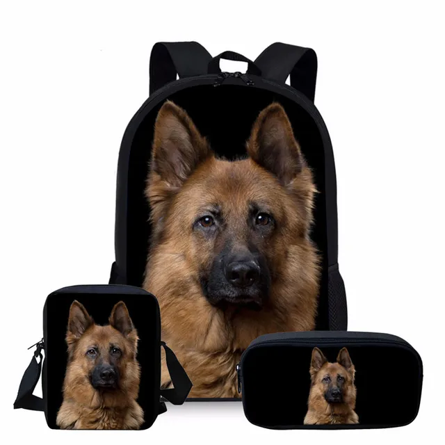 Nopersonality Cool German Shepherd Dog Print Backpack Set for Teen Boys