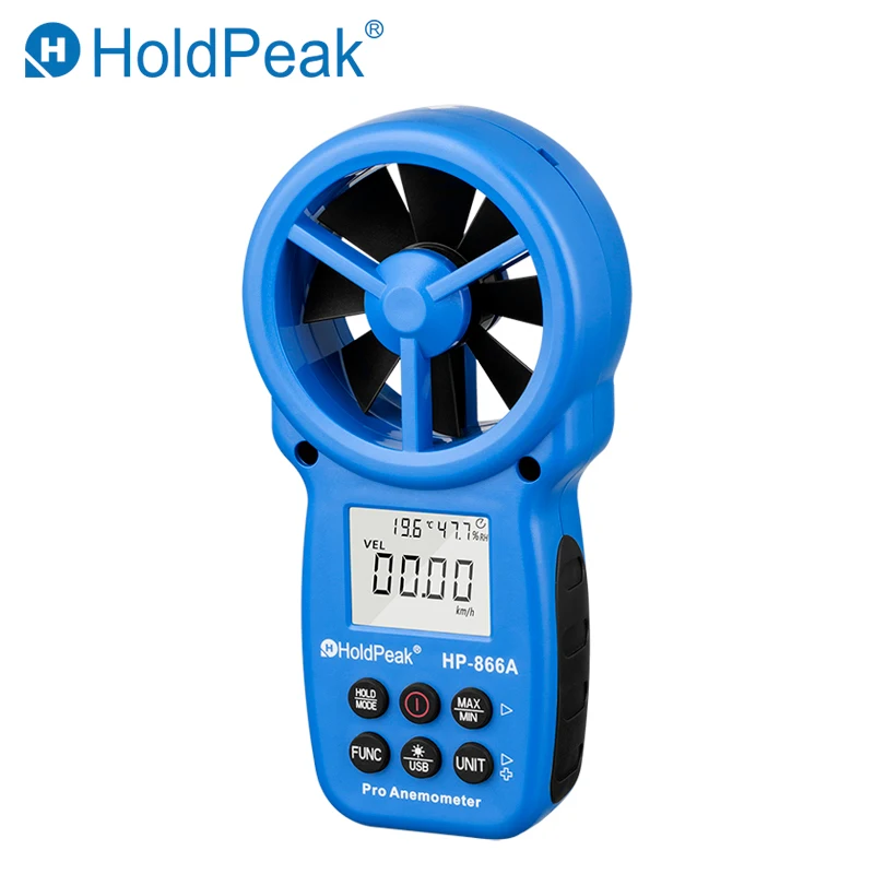HoldPeak HP-866A Профессиональный Анемометр USB ветер Скорость метр потока Logger Air тестер