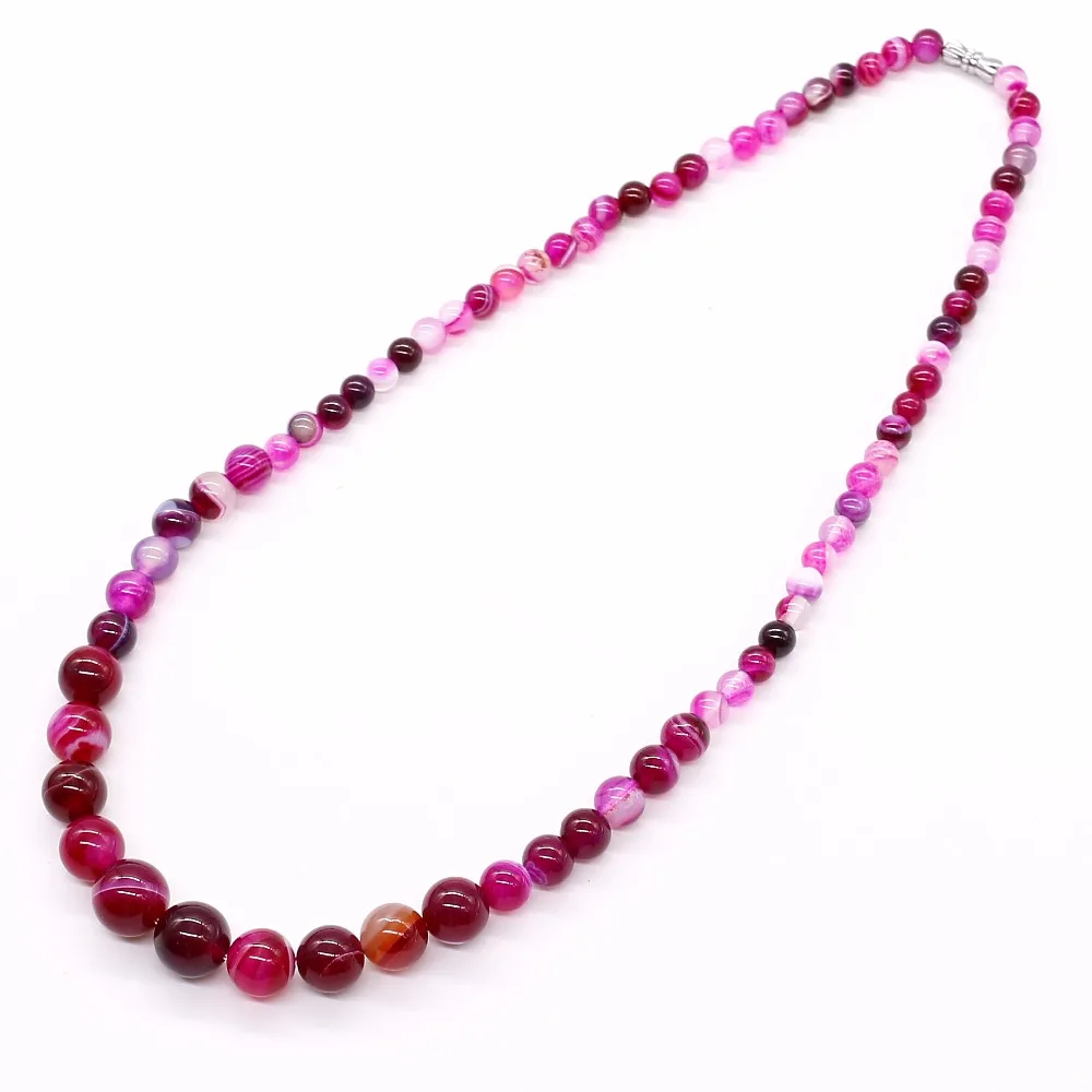 Natural Rose Onyx Stone Neckalce Hand Made Fashion Jewelry Accessory Crafts Natural Stone 6-12mm Beads Necklace