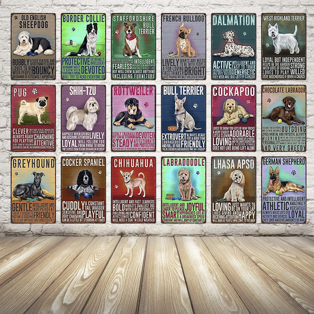 

[ Kelly66 ] Dog Decor Tin Sign Tin Poster Home Bar Wall Art Metal Painting 20*30 CM Size Dy7