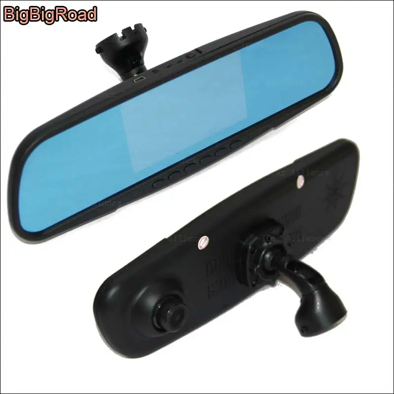 BigBigRoad Car DVR Blue Screen Rear view Mirror Dual Lens Video Recorder Dash Cam with special bracket For touran C-trek BigBigRoad Car DVR Blue Screen Rear view Mirror Dual Lens Video Recorder Dash Cam with special bracket For touran C-trek