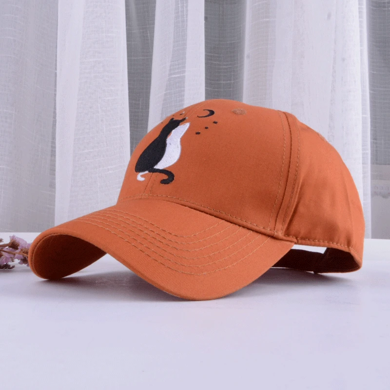  baseball cap men women mens baseball cap men black cap dad hat embroidery two cat  gorras de animales animal cap (2)