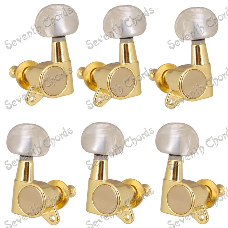 White pearl oval handle full enclosed folk guitar string button