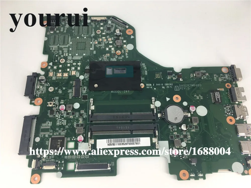 Материнская плата ноутбука NBVB011003 NB.VB011.003 для acer E5-573 DA0ZRTMB6D0 3805U SR210 CPU | Компьютеры и