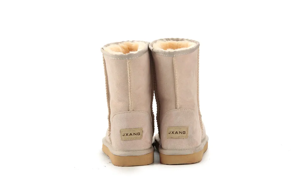 JXANG/Классические Водонепроницаемые зимние ботинки из натуральной кожи наивысшего качества; шерстяные женские ботинки; теплая зимняя обувь для женщин; большие размеры