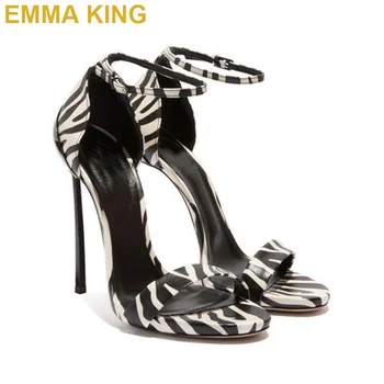 

Sexy Women Leopard 12CM High Heel Sandals Open Toe Buckle Strap Stiletto Summer Sandals Fashion Party Shoes Woman