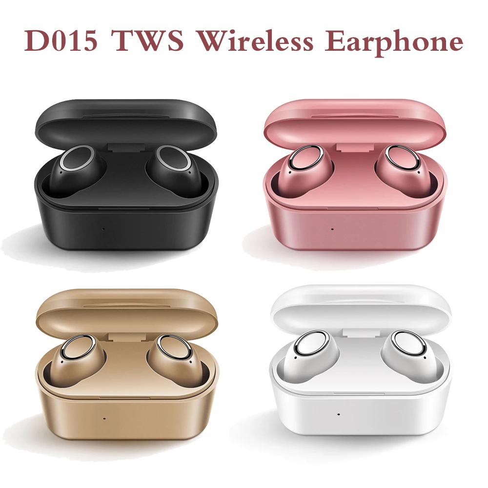 

D015 TWS Wireless Bluetooth V5.0 Earphone 3D Stereo Sound Portable Touch Earbud With Charge Box Sport Headset Auto Power On/Off