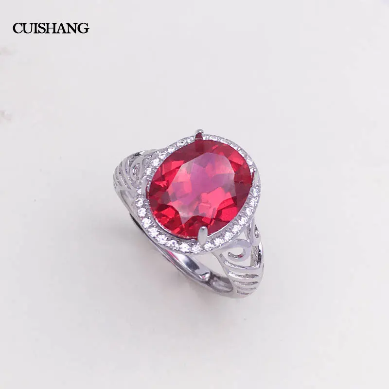 

CSJ Engagement Wedding Red RubyRings in 925 Sterling Silver Creatd gemstone Syn.Ruby fine Jewelry Wedding Bands for Women Gift