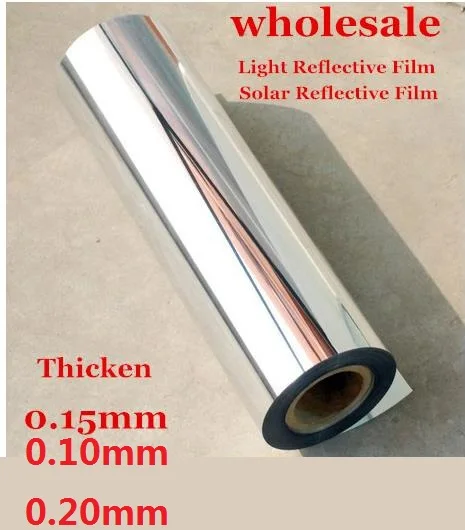 50cm*2M Width  PET Silver Mirror Reflective Stickers Waterproof UV Light Opaque Film