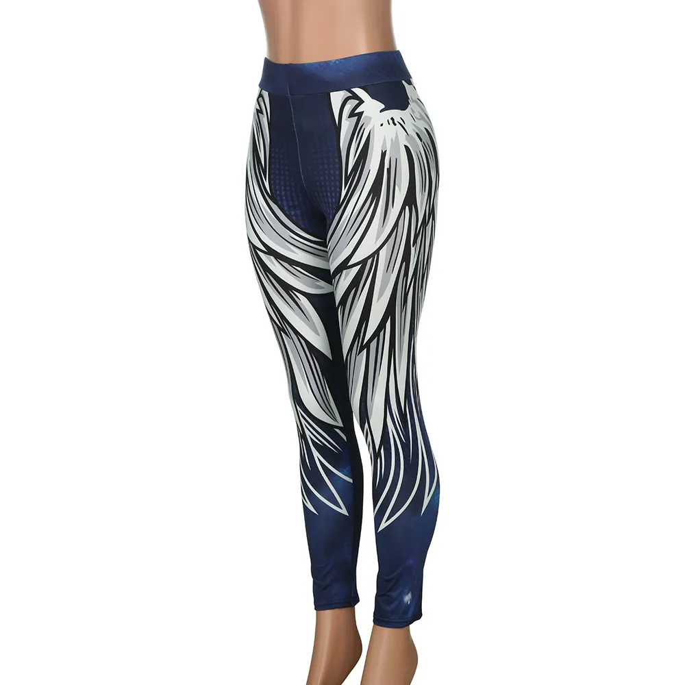 Perimedes Для женщин s с принтом "крылья" Для женщин толстый yoga Штаны yoga обтягивающие леггинсы Фитнес мягкой спортивной укороченные штаны# Y25