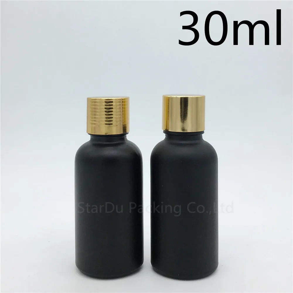 High-quality 30ML Black Frosted Glass Bottle Vials Essential Oil Perfume Bottles Aluminum Cover Plug 30cc 480pcs/lot | Красота и