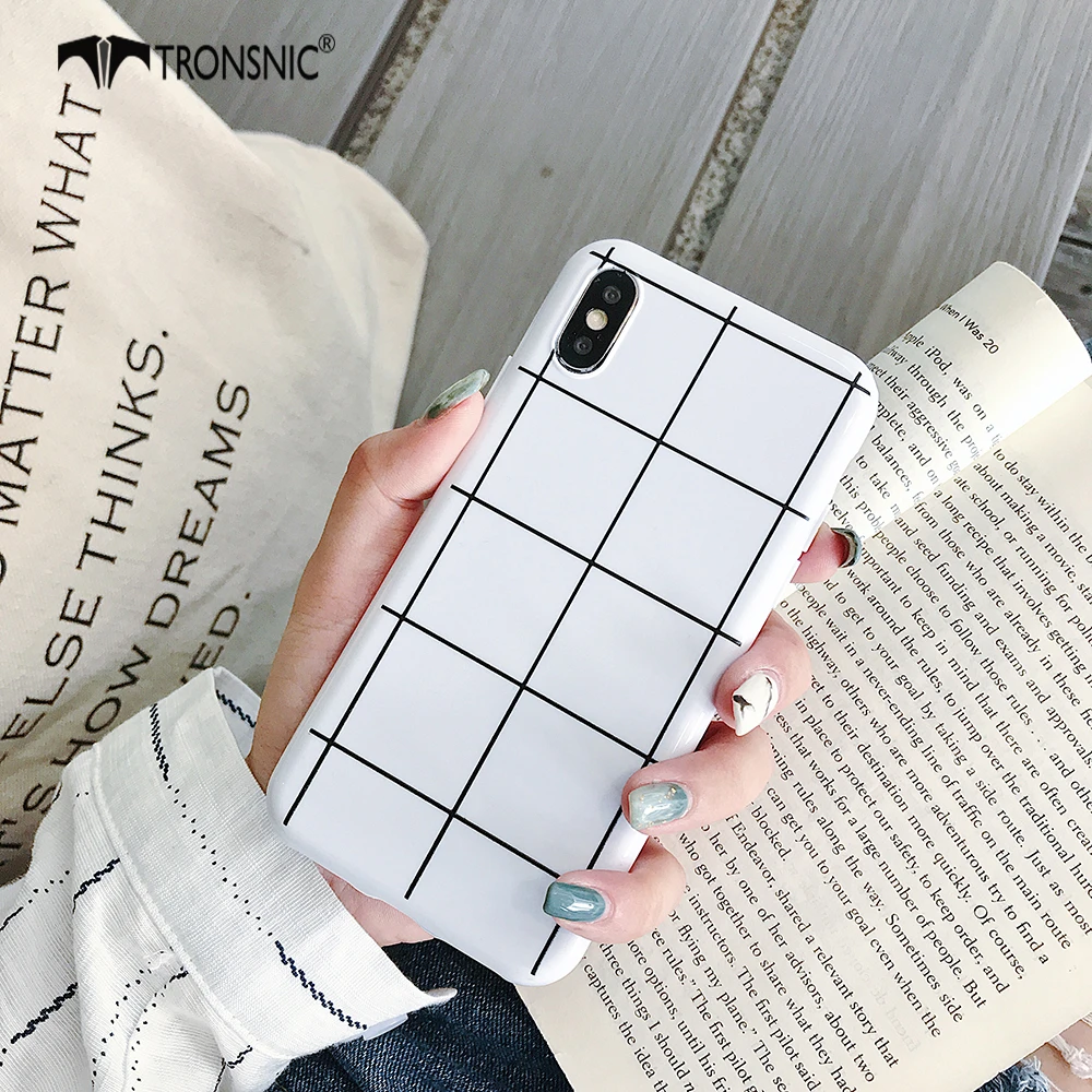 TRONSNIC Plaid Phone Case for iPhone X XS MAX XR Soft Silicone Black White Case for iPhone 6S 7 8 Plus Luxury Covers Hot Fashion iphone 8 wallet case