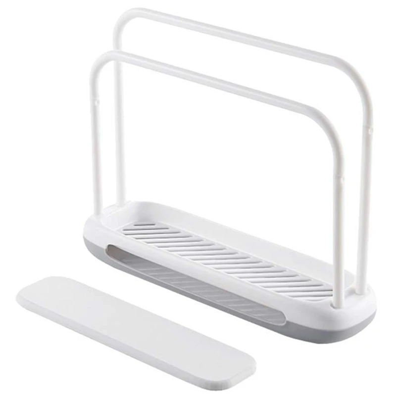 

THGS Detachable Towel Storage Rack Dishcloth Sponge Drying Rack Quick Drying Water Absorbing Double Rod Rag Stand (White)