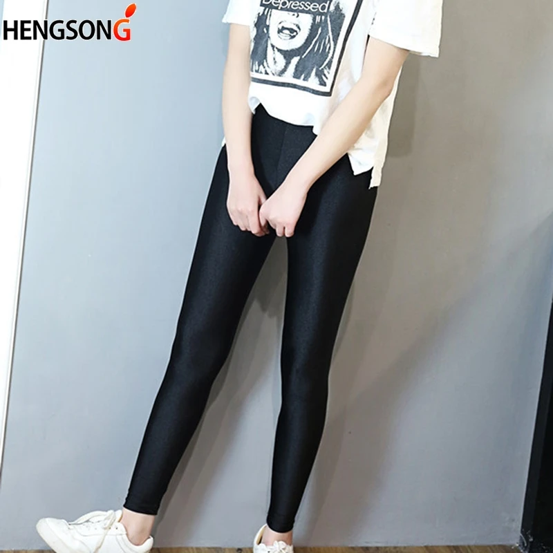 

2018 Fluorescent Color Women Leggings Elastic Shiny Glossy Leggings Black Fitness Leggings Women Plus Size Leggins Mujer