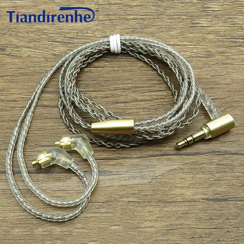Обновленный 32 ядра MMCX кабель для Shure SE215 SE425 SE535 SE846 наушники гарнитура с серебряной