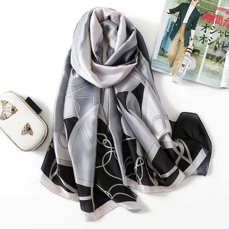 

Silk scarf female spring and summer new classic pattern printing simulation silk sunscreen bib multifunctional shawl