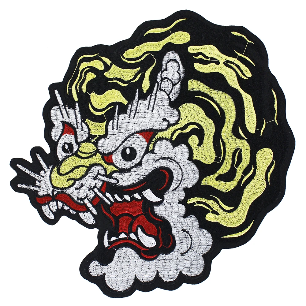 5pieces Dragon Embroidery Patches Iron on Jacket Back Badges for Backpack Embellishment Applique