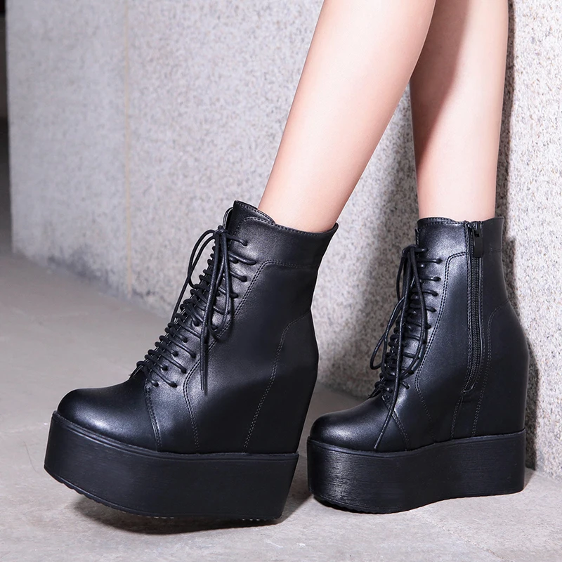 rubber sole wedge ankle boots
