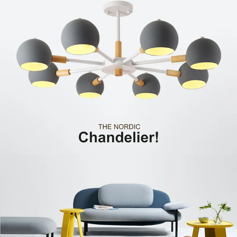  Nordic style solid wood lamps modern minimalist E27 led chandelier for living room dining room rest - 33031481033