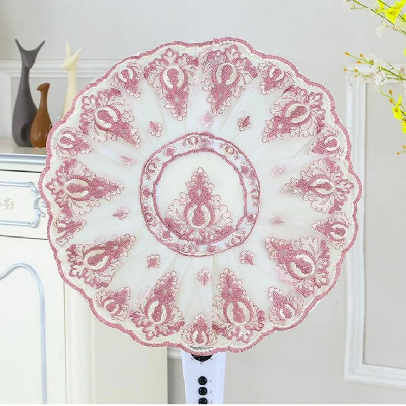 High grade embroidery lace Fan Guard Circle Dust Cover For Household