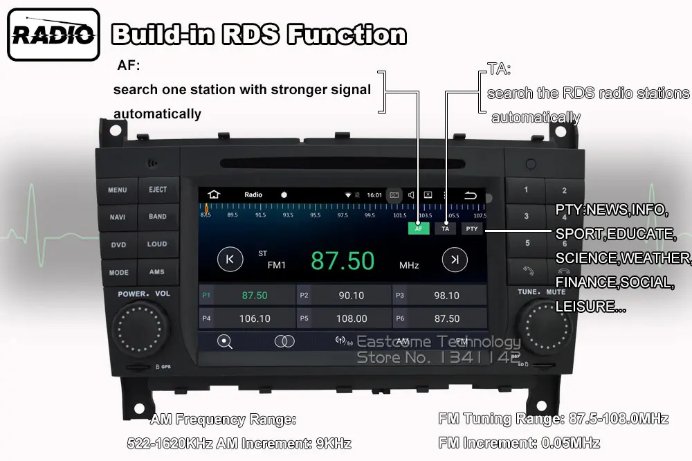 Best Pure Android 6.01 Car DVD for Mercedes-Benz C Class W203 CLC Class CLC W203 CLK Class W209 With Octa Core Radio Bluetooth 15