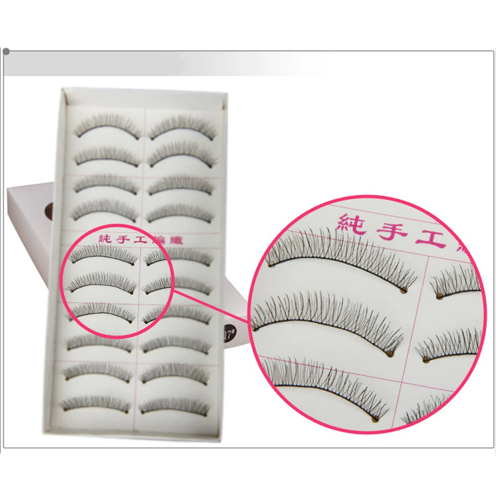 

100pairs /lot Soft Fashio Handmade eyelash extension long thick false eyelashes Sparse makeup black fake eye lashes +Retail Pack