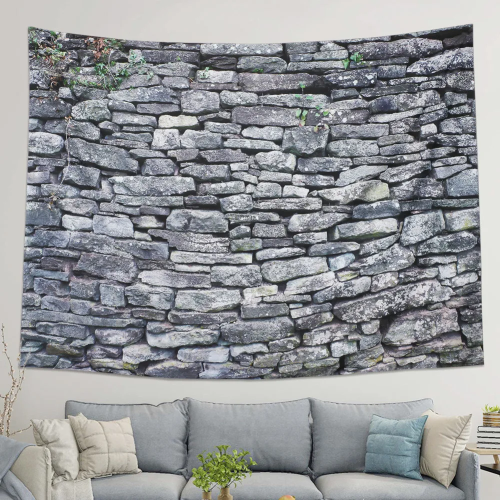 Dremisland винтажный серый кирпич стена камень гобелен полиэстер ткань кирпичная стена тематический гобелен на стену для спальни общежития