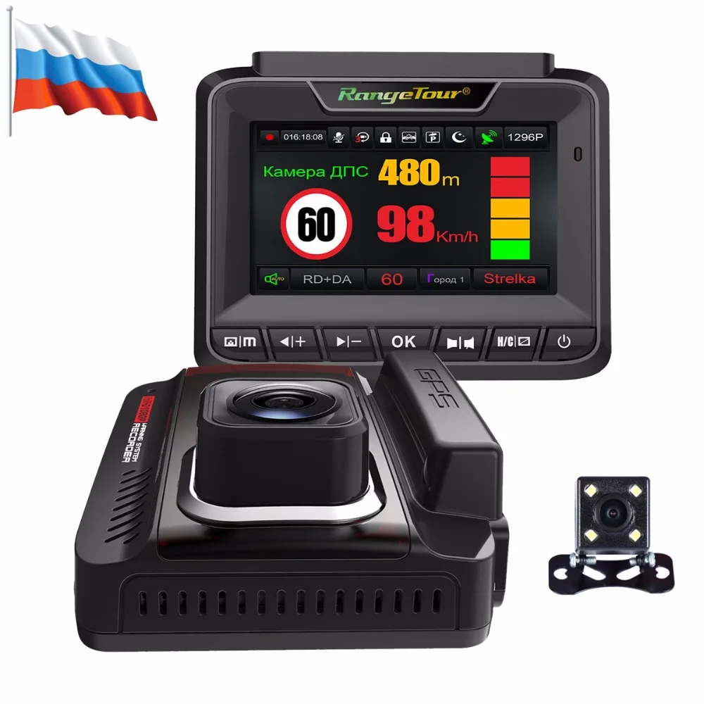 New Car DVR Radar Detector GPS Dash Cam 1296P Video Recorder Dual Lens Car Camera 3
