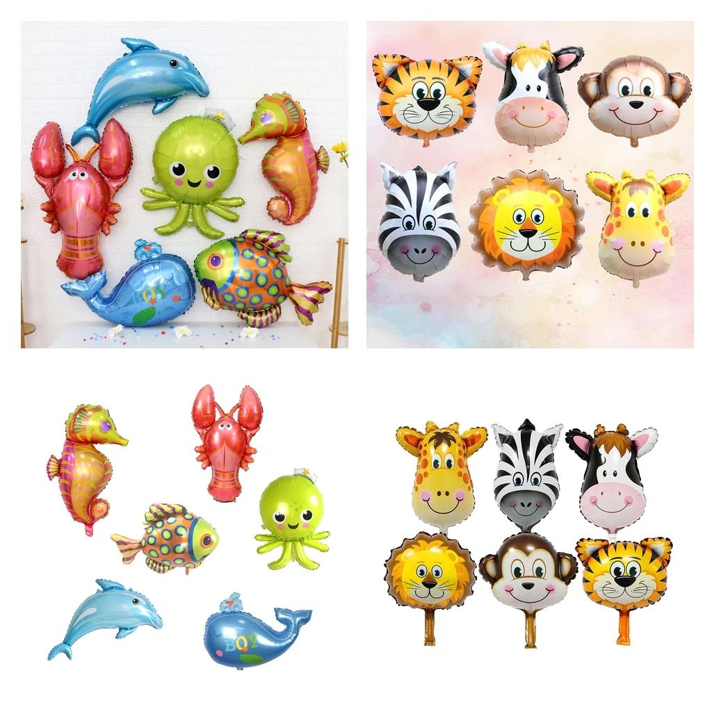 12pcs/Set Lovely Cartoon Animal Foil Balloon Kids Toy Birthday Baby Shower Inflatable Party Decorations