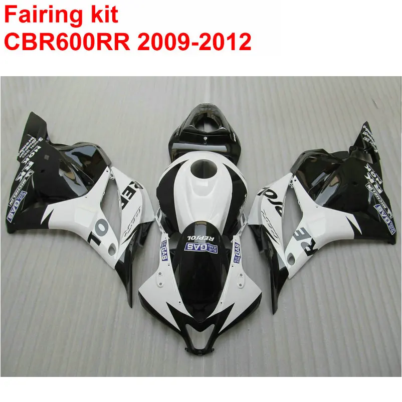 Инъекция ABS Полный комплект обтекателей для HONDA CBR600RR 2009 2010 2011 CBR 2012 RR черный белый