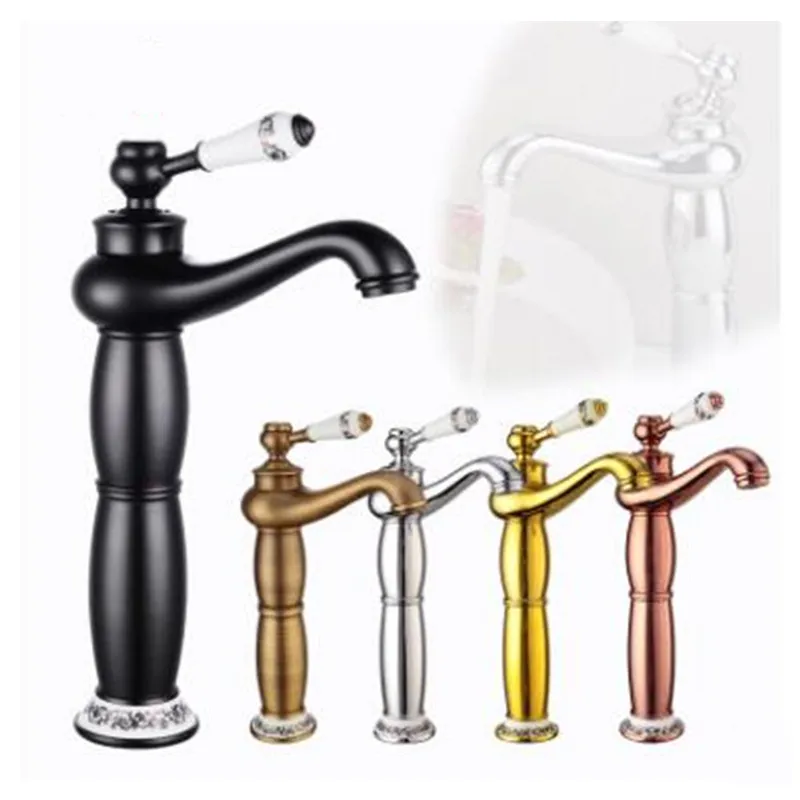 

Copper multi-color faucet European retro hot and cold basin faucet