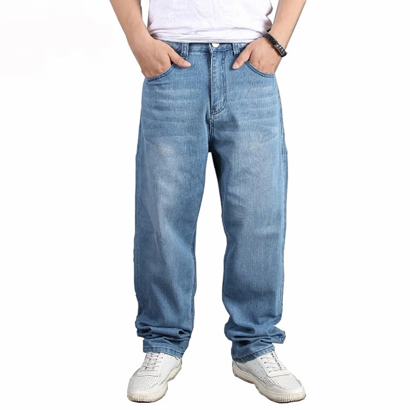 mcikkny erkek hip hop bagger kot pantolon kaykay gevsek denim pantolon erkek streetwear duz kati arti boyutu 30 46