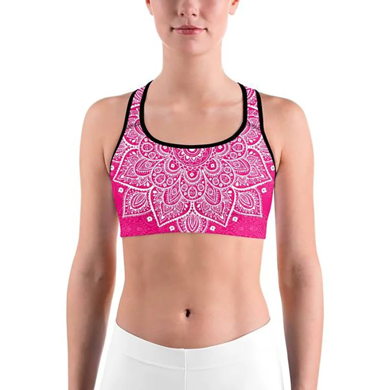 LI-FI Mandala Print Sports Bra High Stretch Breathable Top Fitness Women Padded for Running Yoga Gym Seamless Crop Bra Sport Bra