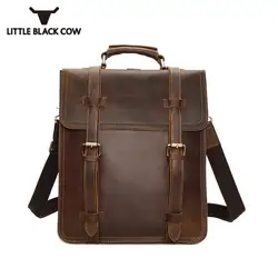 Винтаж Для мужчин рюкзак из натуральной кожи роскошные Колледж Школьная Сумка Дизайнерские коричневые Бизнес путешествия рюкзак для