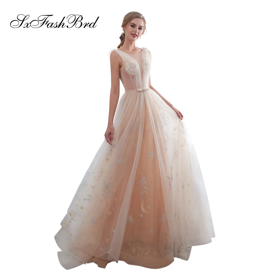 

Robe De Mariage O Neck Open Back See Through Top A Line Lace Long Bride Wedding Dresses For Women Vestido De Novia
