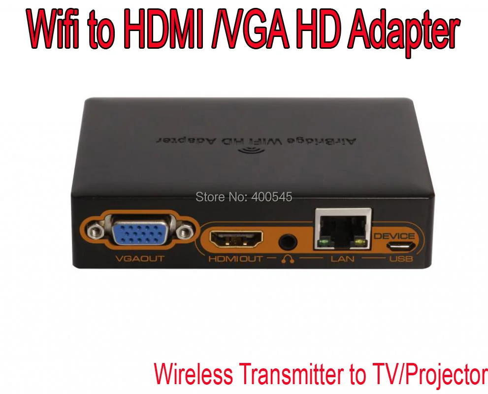 New 1080P Wifi to HDMI VGA LAN HD Adapter Wireless Transmitter to TV